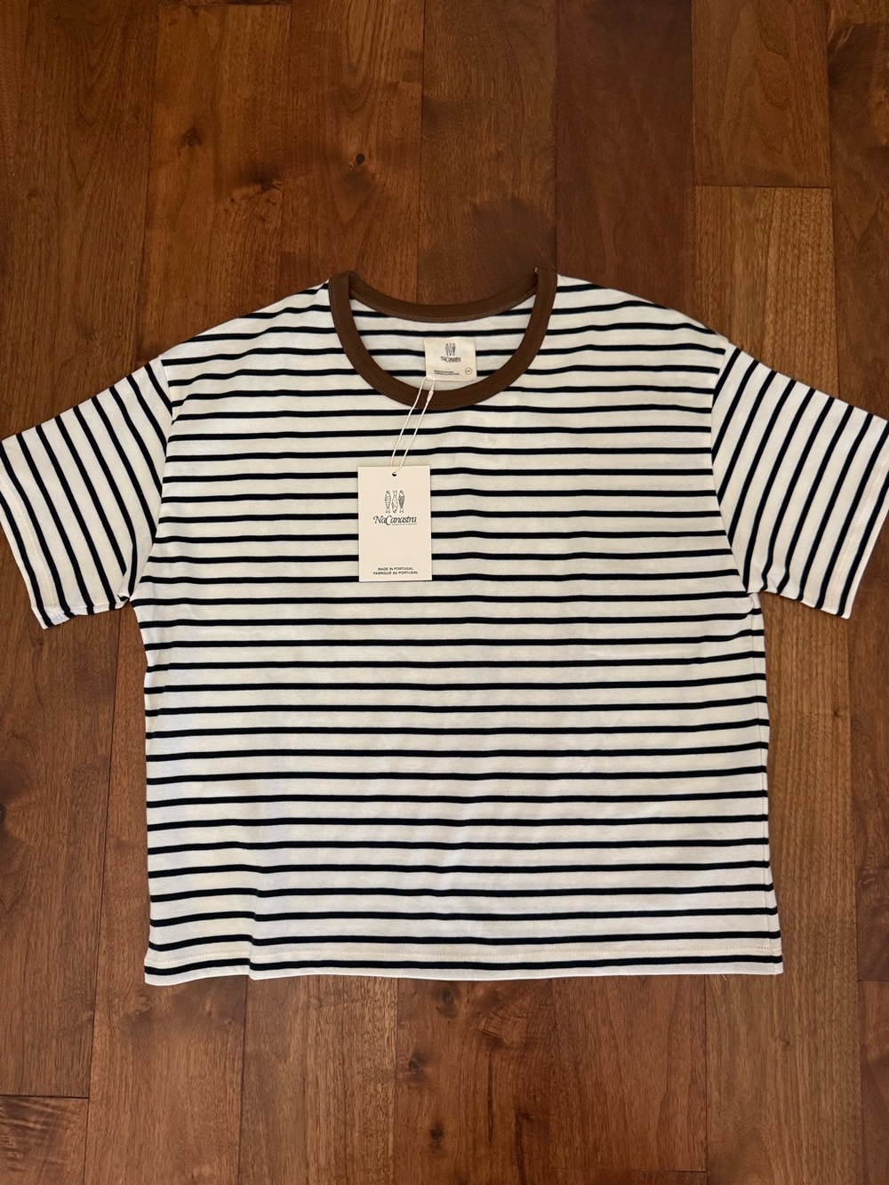 NaCanastra Navy Striped Contrast Ringer Tee – Made in Portugal